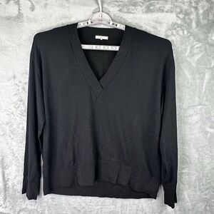 Rag & Bone Black V-Neck Sweatshirt Women's Large Modal Blend